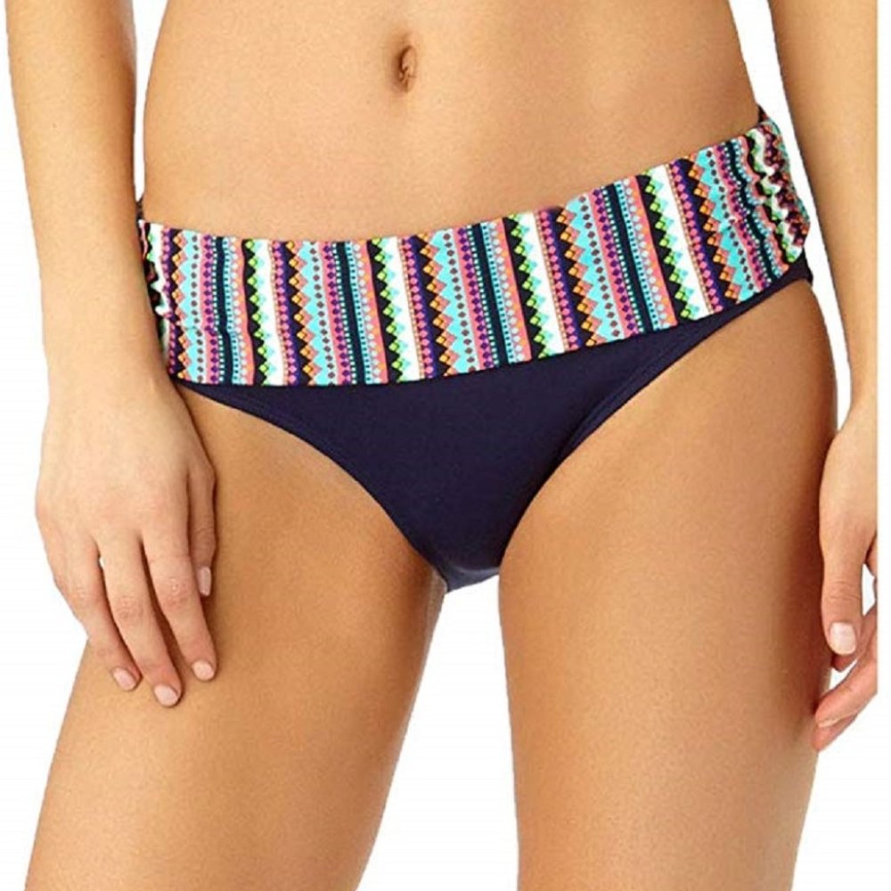 Anne Cole Fold Over Navy Swimsuit Separates Bikini Bottoms 4/25